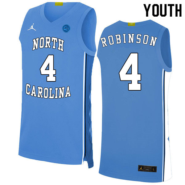2020 Youth #4 Brandon Robinson North Carolina Tar Heels College Basketball Jerseys Sale-Blue - Click Image to Close